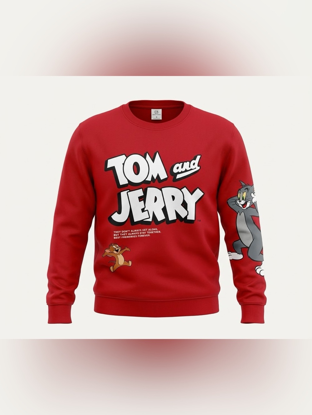 Tom And Jerry Graphic Crewneck Sweatshirt Cartoon Character Pullover